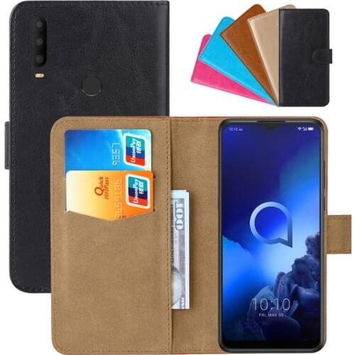 Luxury Wallet Case For Alcatel 3X (2019) PU Leather Retro Flip Cover Magnetic Fashion Cases Strap