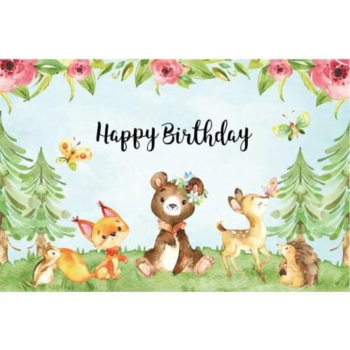 Cartoon Wild One Animals Baby Shower Backdrop Photography Background Celebration Photo Booth Studio Decor