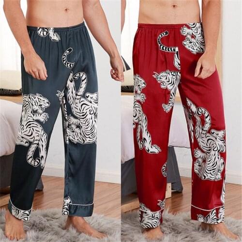 Спальные штаны mens spring and summer one-piece trousers pajamas home service tiger pattern fashion underwear men