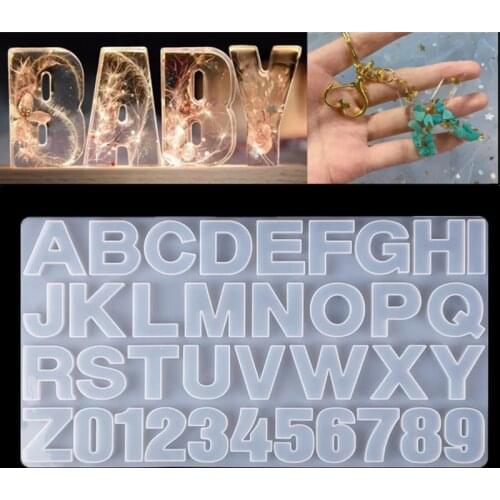 Letter Mold Alphabet & Number Silicone Molds Initial Mold Large Clear Resin Mold Epoxy Resin Craft Supplies (36 Cavity)