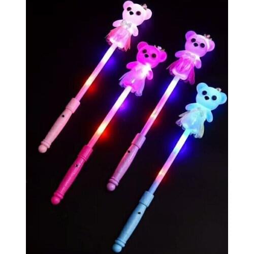 LED Light Up Panda Bear Stick Wand Fairy Flashing Funny Cartoon Pig Magic Wands Girls Performance Party Decor Kids Toy gifts