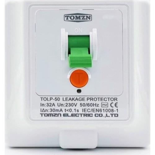 TOLP-50 230V 32A 50/60Hz Leakage Protector Wall Switch Electrical Switches Panel Circuit Breaker