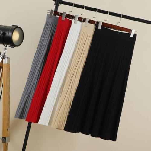 Korean style fashion maxi long black kawaii pleated mini skirts for womens clothing 2021 white red brown japanese lolita bottoms
