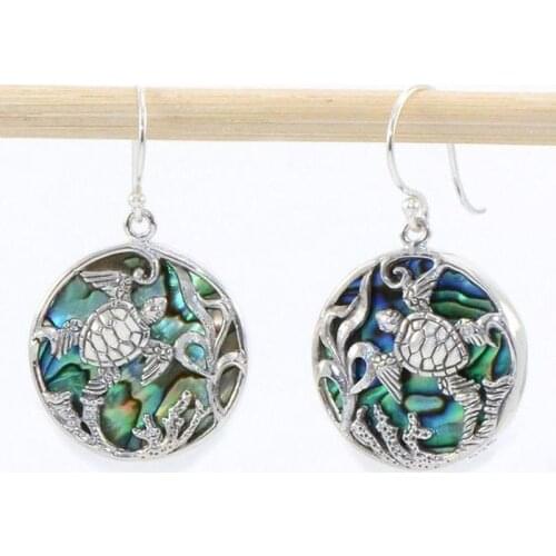 Vintage Sea Ocean Shell Bohemia Earrings Statement Jewelry Animal Turtle Stone Hollow Carving Dangle Earrings For Women
