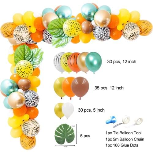 1Set Green Balloon Kit Jungle Safari Party Confetti Balloon Baby Shower Hawaii Party Decoration DIY Digital Foil Ball Arch Decor
