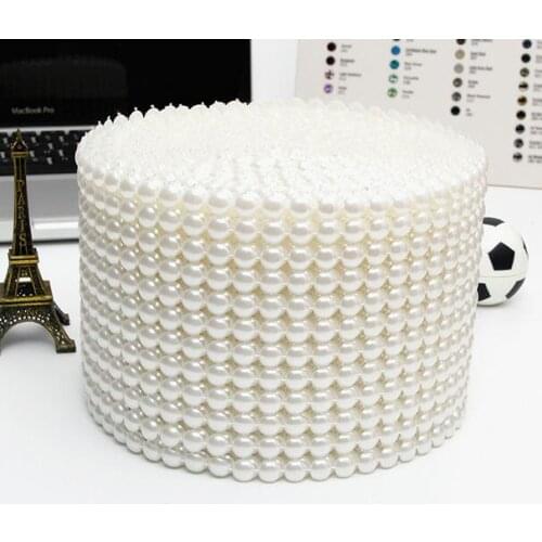 10Yards Vintage Embroidered Pearl Beaded Ribbon Lace Edge Trim Wedding Ribbon Appliques DIY Sewing Christmas Decoration