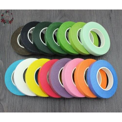 12roll/lot 12mm Floral Resealable Stretchy Florist Artificial Floral Stem Tape, Brown,Green,Blue,Pink,White Floral Tape