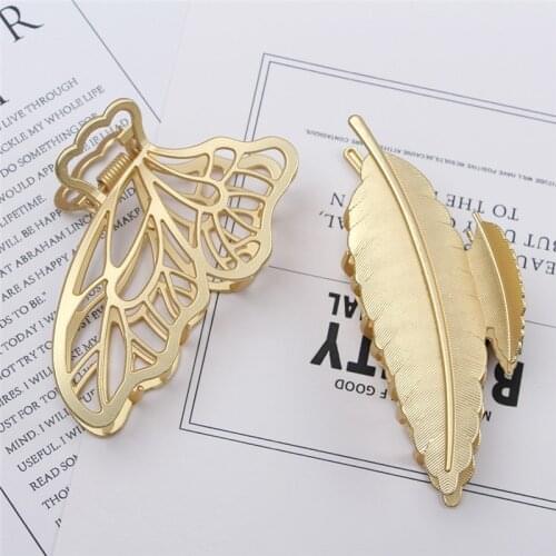 20pcs Gold color Leaf Hair Claw Clips for Women Metal Crab Trendy Hairpin Clamp Hairclip Girls New Fashion Jewelry Gifts