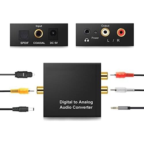 3.5MM Jack DAC Digital to Analog Audio Converter Decoder Optical Fiber Coaxial Stereo Audio Adapter To RCA Amplifiers USB Cable