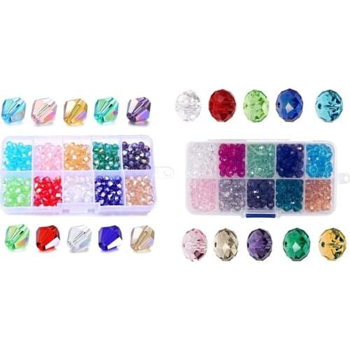 400X Romantic Jewelry Crystal Glass Beads & 300Pc 8Mm Acrylic Faceted Crystal Beaded Material