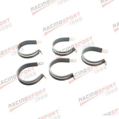 5PCS Cushioned Hose Mounting Clamp Loop Strap 304 Stainless Steel 2" Black