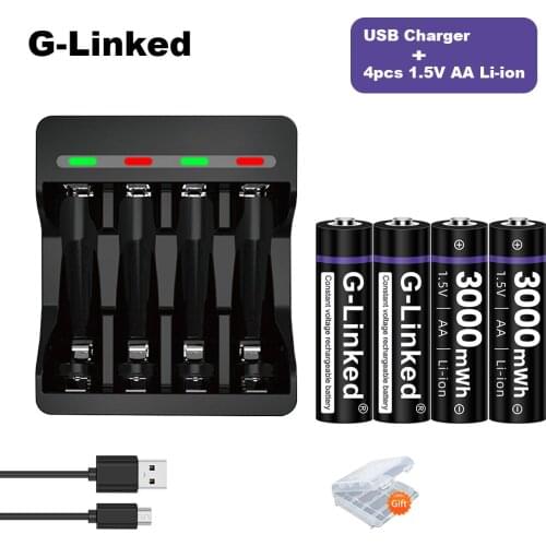 1.5V aa battery lithium 1.5v aa li-ion battery 2a 1.5v rechargeable battery + charger for aa aaa li-ion ion battery