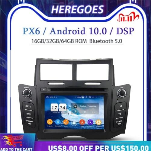 PX6 Car DVD Player DSP IPS Android 10.0 64GB Wifi Bluetooth 5.0 RDS autoradio GPS Map For Toyota YARIS 2005 2006 - 2010 2011