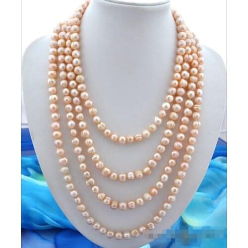 FREE SHIPPING HOT sell new Style >>>>100" 12mm baroque baby pink freshwater pearl necklace