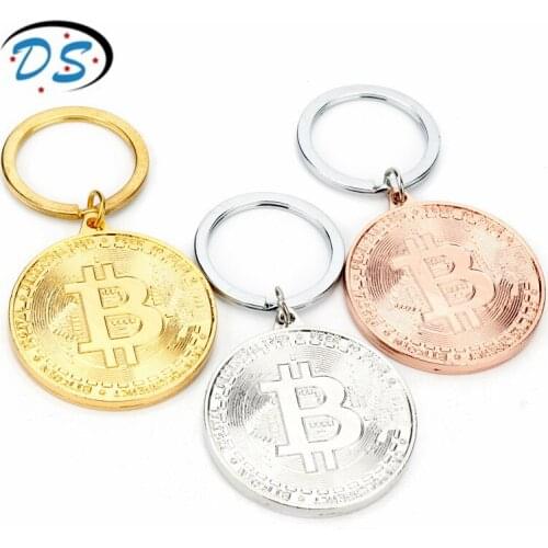 BitCoin Model Keychain Creative Trinket Key Chain Metal Round Coin Keyrings Women Men souvenir porte clef
