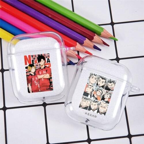 Hot Haikyuu Hinata Anime Volleyball Earphone Case for Airpods 1 2 Wireless Eaphone Cover Kenma Kenma Capa Soft Clear TPU Coque