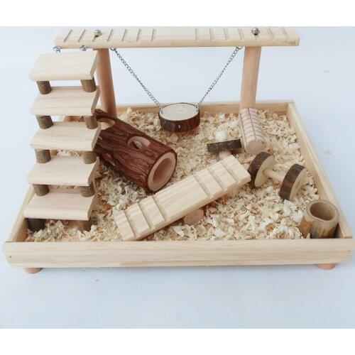 Wooden Hamster Chinchilla Toys Seesaw Ladder House Small Animal Play Toys