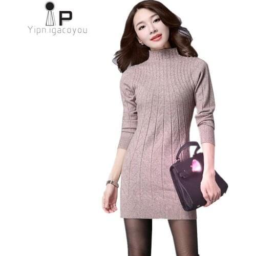 Long Women Sweaters Pullovers Autumn Turtleneck Black Red Knitting Long Sleeve Jumpers Women Sweater Plus Size Winter Tops 3XL
