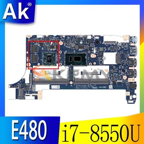 For Lenovo ThinkPad E480 E580 laptop motherboard SR3LC i7-8550U CPU RX 550 GPU DDR4 01LW201 EE480 EE580 NM-B421