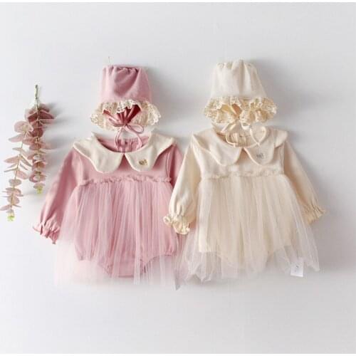 Elegant princess girls dress autumn Spring newborn baby girls jumpsuit infant kids bodysuit for girls costumes toddler outfits