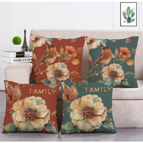 Hot Sale Pastel Decorative Retro Flower Floral Travel Interesting Tale Love Cushion Cover Pillow Case T33