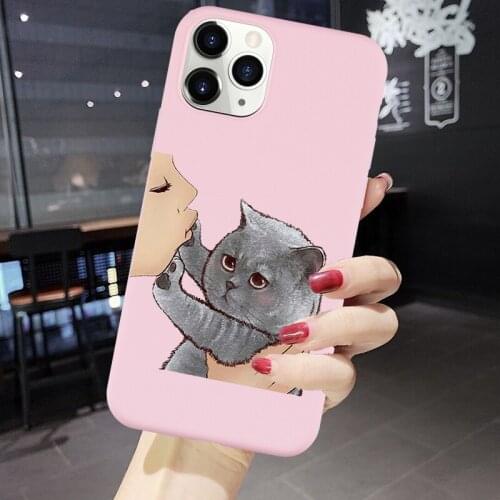 GYKZ Cartoon Cute Cat Phone Case For iPhone 11 Pro XS MAX 7 SE XR X 8 6 Plus Animal Pattern Soft Silicone Cover Coque Slim Coque