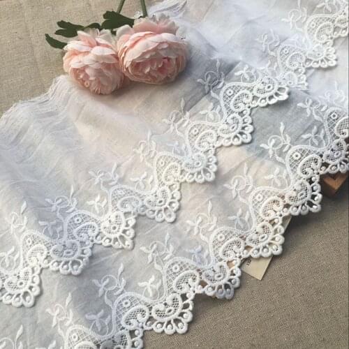 Wide 28CM double layer cotton line water soluble lace embroidery lace DIY childrens clothing baby clothes skirt accessories