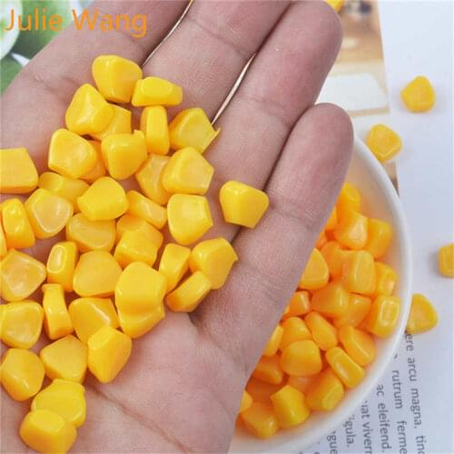 Julie Wang 20PCS Resin Corn Kernels Charms Artificial Food Slime Jewelry Making Accessory Table Decoration Props
