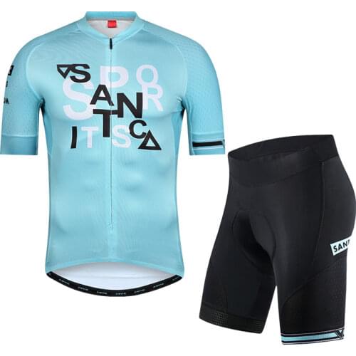 Santic 2019 New Couple Cycling Suit Summer Breathable MTB Road Bike Short Sleeve Jersey Men Women Bicycle Cycling Shorts 3 Color