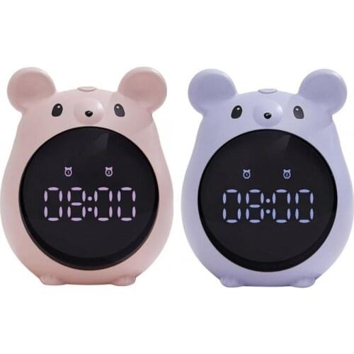 Creative Cartoon Alarm Clock Cartoon Large LED Screen Mouse Shape Rechargeable Time for Home Supplies
