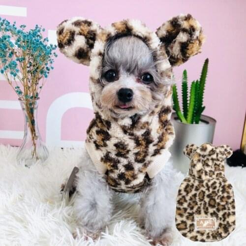 Leopard Dog Clothes Winter Dog Pets Clothing Outfit Warm Dog Coat Jacket Hoodie Yorkshire Pomeranian Poodle Schnauzer Costumes