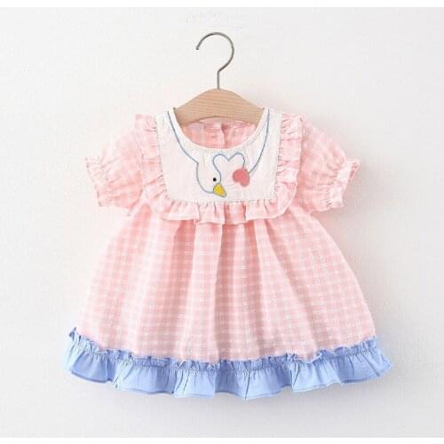 Newborns Baby Girl Plaid Summer Dress Clothes New Trend Toddler Girls Princess Cartoon Dresses For Infant Baby Cute Vestidos