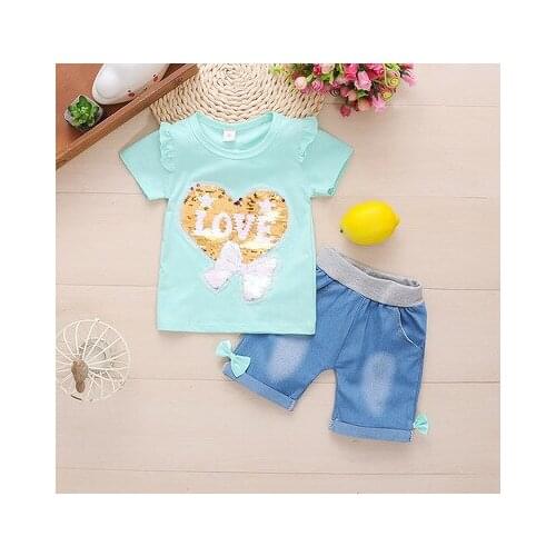 Baby Children Holiday Clothes Summer Kids Girls Fashion Cotton Fashion Shirts+Shorts 2pcs Wedding Suits For Girls Clothing Sets