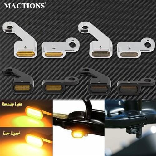 Motorcycle Amber LED Mini Turn Signal Indicator Running Light Lamp For Harley Touring Electra Glide 09-17 Softail Slim FLS 15-20