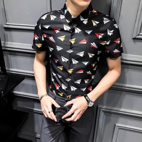 Men Dress Casual Shirts Work Club Party Prom Korean Men Clothes Camisa Masculina 2020 Summer Slim Short Sleeve Shirt Men