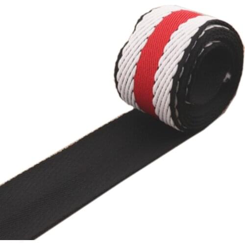 1 1/2" Soft Jacquard Wbbing Twill Red White Striped Black Bag Purse Straps Handle Camera Strap Webbing 38mm