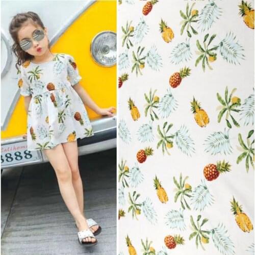 Natural 100% cotton fabric cloth 142cm width pineapple printed clothing handmade DIY dress shirt children custom fabric