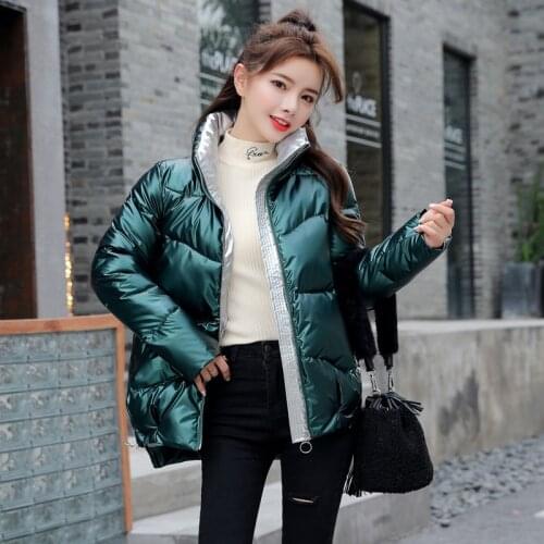 2021 New Winter Jacket Womens Parkas Glossy Stand-callor Coat Famale Jackets Warm Thick Cotton Padded Casual Parkas Outwear