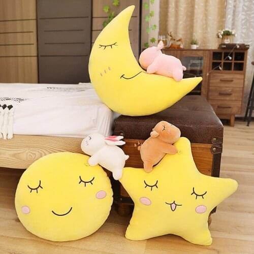 40cm Plush Sky Toy Pillows Emotional Moon Star Cloud Shaped Pillow Room Chair Decor Soft Seat Cushion