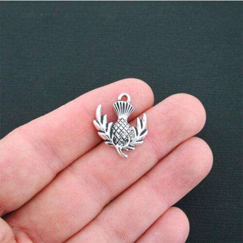 10Pcs Scottish Thistle Plant Charms Antique Silver Color Tone Pendant Findings DIY Handmade Accessories Jewelry Making Supplies