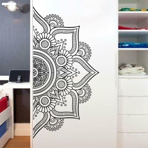 Half Mandala Vinyl Wall Decal Art Wall Sticker For Bedroom Modern Design Boho Mandala Pattern Vinyl Art Wall Mural Poster HL91