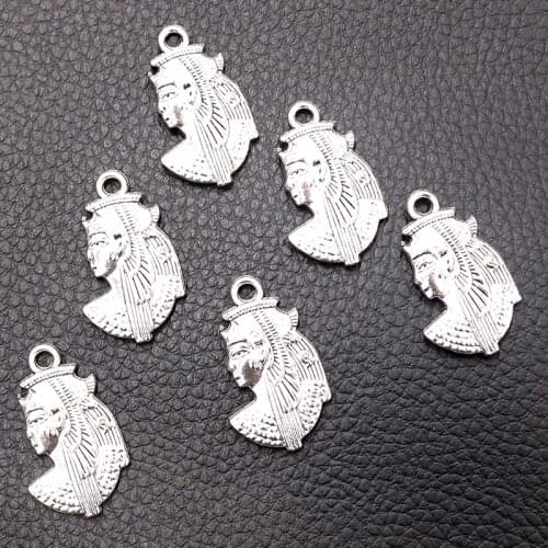 6pcs/lot Silver Plated Cleopatra Charm Metal Pendants DIY Necklaces Bracelets Jewelry Handicraft Accessories 29*17mm P509