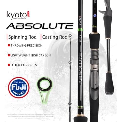 KYOTO ABSOLUTE Fishing Rod 2.14m S702/C702 Spinning/Casting Rod Fuji Guide Ring Light Weight High Carbon Fiber Lure Rod Pesca