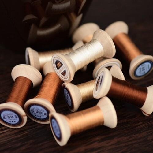 Silk thread / handmade embroidery thread / wrapped flower silk line / 20 meters each spool / amber yellow