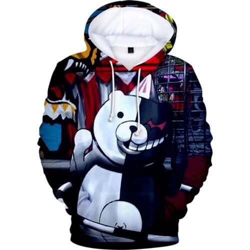 Sidno Monokuma 3D Hoodies Men Women Sweatshirts Harajuku Hoodie Pullovers Boys/girls Cool Coat Tops Print Hip Hop Hooded Cotton