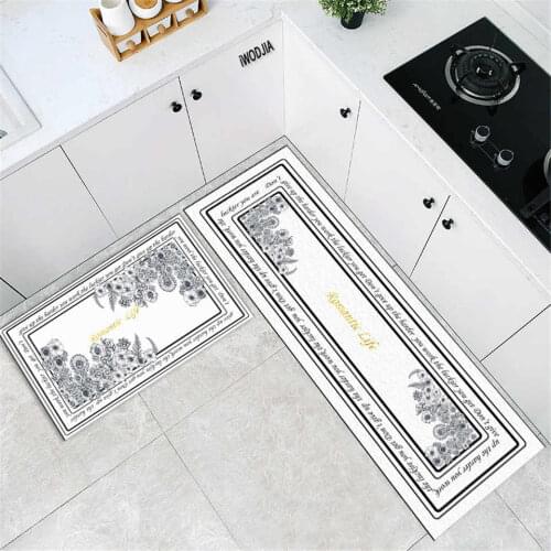 Modern Black White Floral Rug Runner Bedside Mat Nordic Kitchen Mat Set Nordic Bath Mat Bathroom Decoration Doormat Entrance