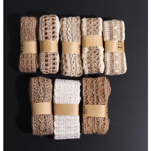 2meter Jute Burlap Roll Vintage Rustic Braided Lace Trim for Wedding Ornament DIY Home Party Handicraft Gift Packaging Hemp Rope