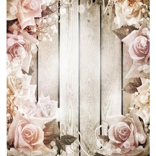 VinylBDS Papel De Parede Pink Flower Wood Wall Kate Background Backdrop