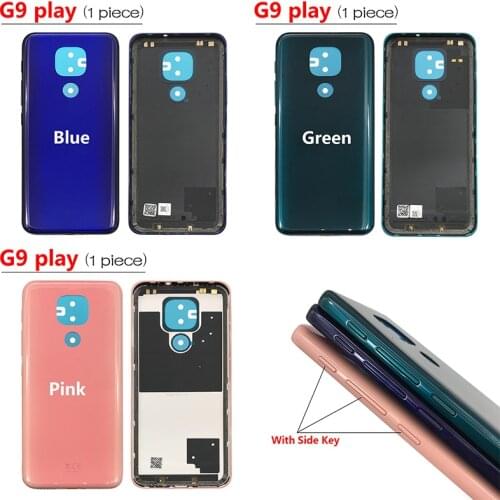 Back Glass For Motorola Moto G9 Play Battery Cover Door Rear Housing Panel Case With Power Volume Side Button Key