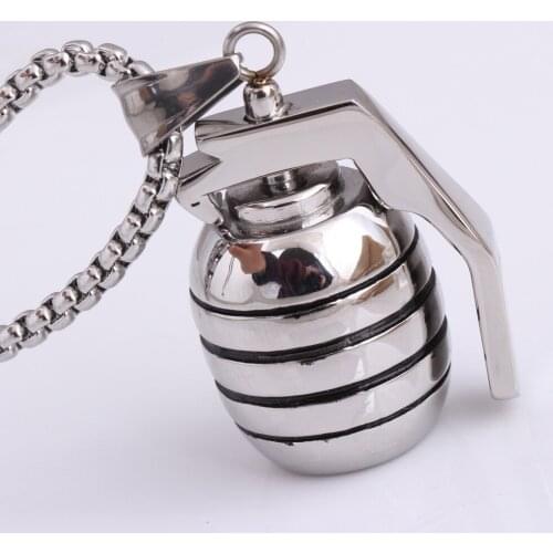 Gold/Silver Color Stainless Steel Punk Antitank Grenade Pendant Necklace Jewelry for Hiphop/Rock Style Charm Men Jewelry